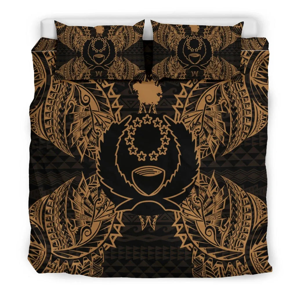 Polynesian Bedding Set - Pohnpei Duvet Cover Set Map Gold
