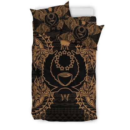 Polynesian Bedding Set - Pohnpei Duvet Cover Set Map Gold