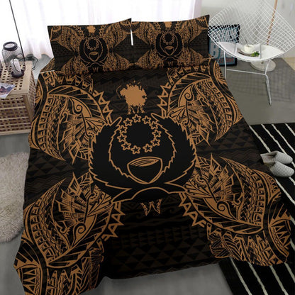 Polynesian Bedding Set - Pohnpei Duvet Cover Set Map Gold