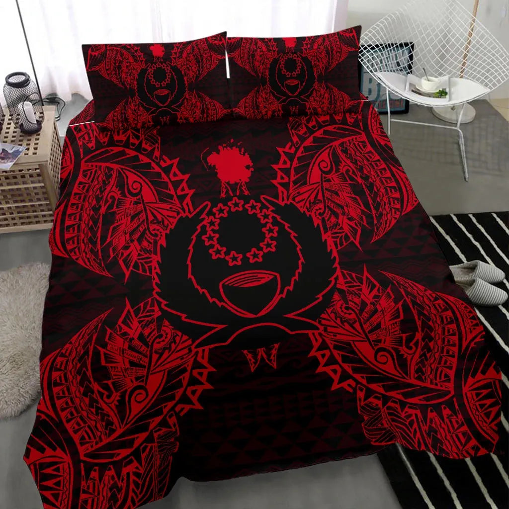 Polynesian Bedding Set - Pohnpei Duvet Cover Set Map Red