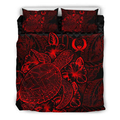 Polynesian Bedding Set - Pohnpei Duvet Cover Set Red Color