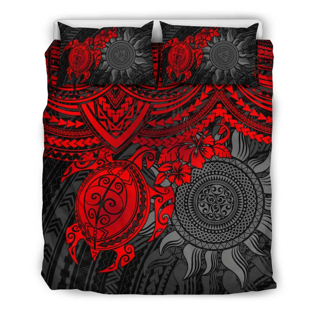 Polynesian Duvet Cover Set - Polynesian Red Turtle