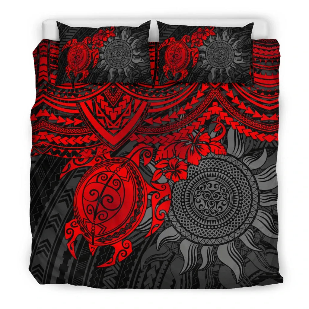 Polynesian Duvet Cover Set - Polynesian Red Turtle