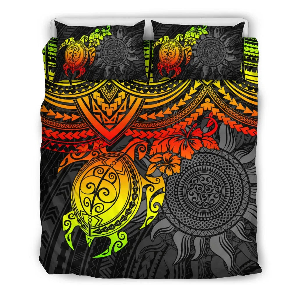 Polynesian Duvet Cover Set - Polynesian Reggae Turtle