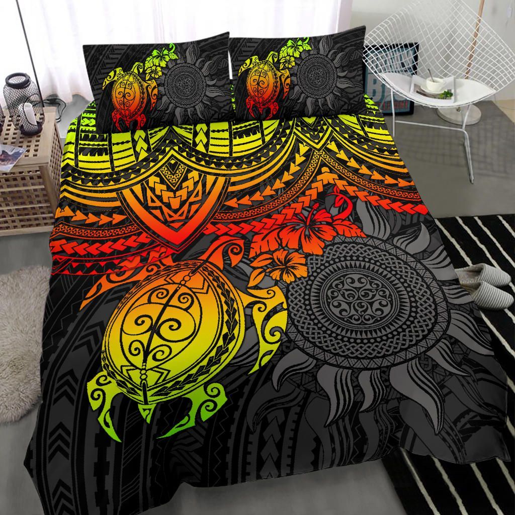 Polynesian Duvet Cover Set - Polynesian Reggae Turtle