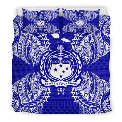 Polynesian Bedding Set - Samoa Duvet Cover Set Map Blue