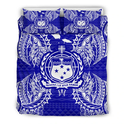 Polynesian Bedding Set - Samoa Duvet Cover Set Map Blue