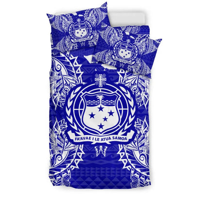 Polynesian Bedding Set - Samoa Duvet Cover Set Map Blue