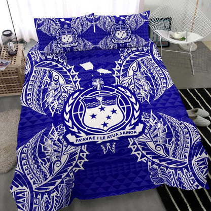 Polynesian Bedding Set - Samoa Duvet Cover Set Map Blue