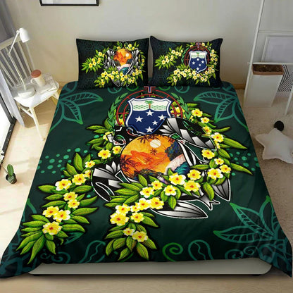 Polynesian Bedding Set - Samoa Duvet Cover Set - Ti Leaf Lei Turtle