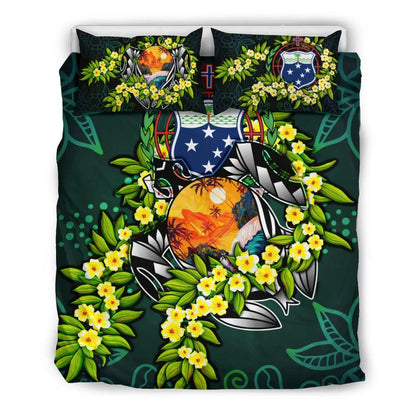 Polynesian Bedding Set - Samoa Duvet Cover Set - Ti Leaf Lei Turtle