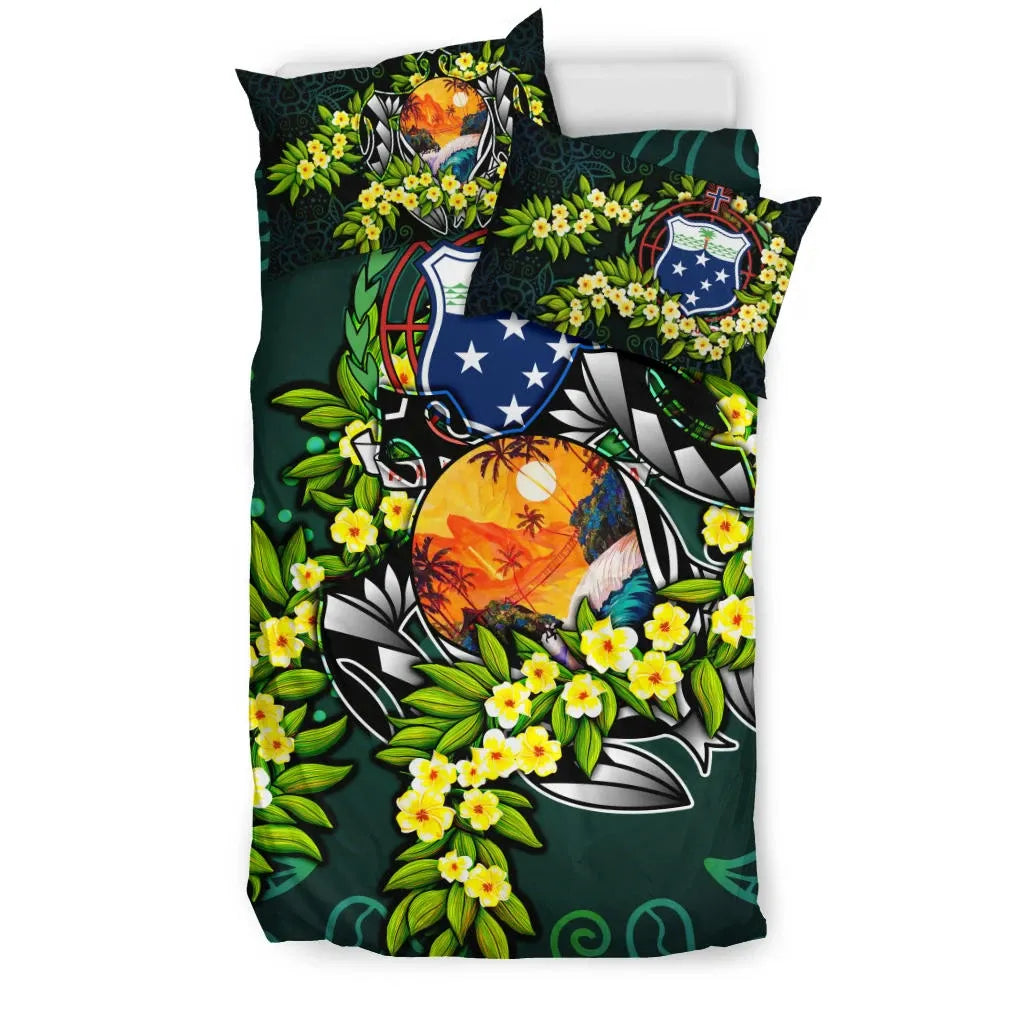 Polynesian Bedding Set - Samoa Duvet Cover Set - Ti Leaf Lei Turtle