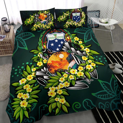 Polynesian Bedding Set - Samoa Duvet Cover Set - Ti Leaf Lei Turtle