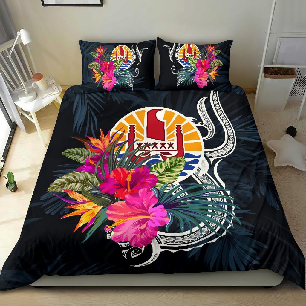 Polynesian Bedding Set - Tahiti Duvet Cover Set Tropical Flowers