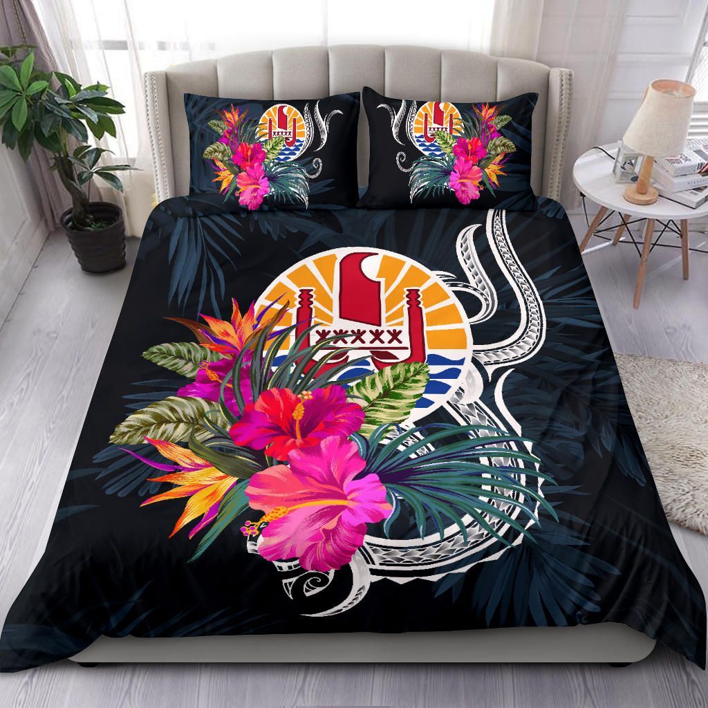 Polynesian Bedding Set - Tahiti Duvet Cover Set Tropical Flowers