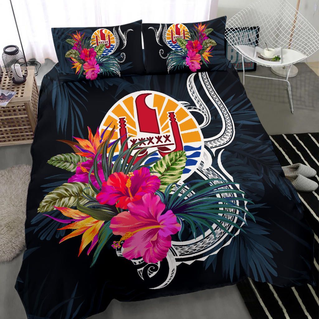Polynesian Bedding Set - Tahiti Duvet Cover Set Tropical Flowers