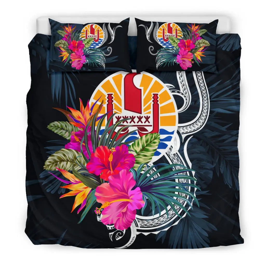 Polynesian Bedding Set - Tahiti Duvet Cover Set Tropical Flowers
