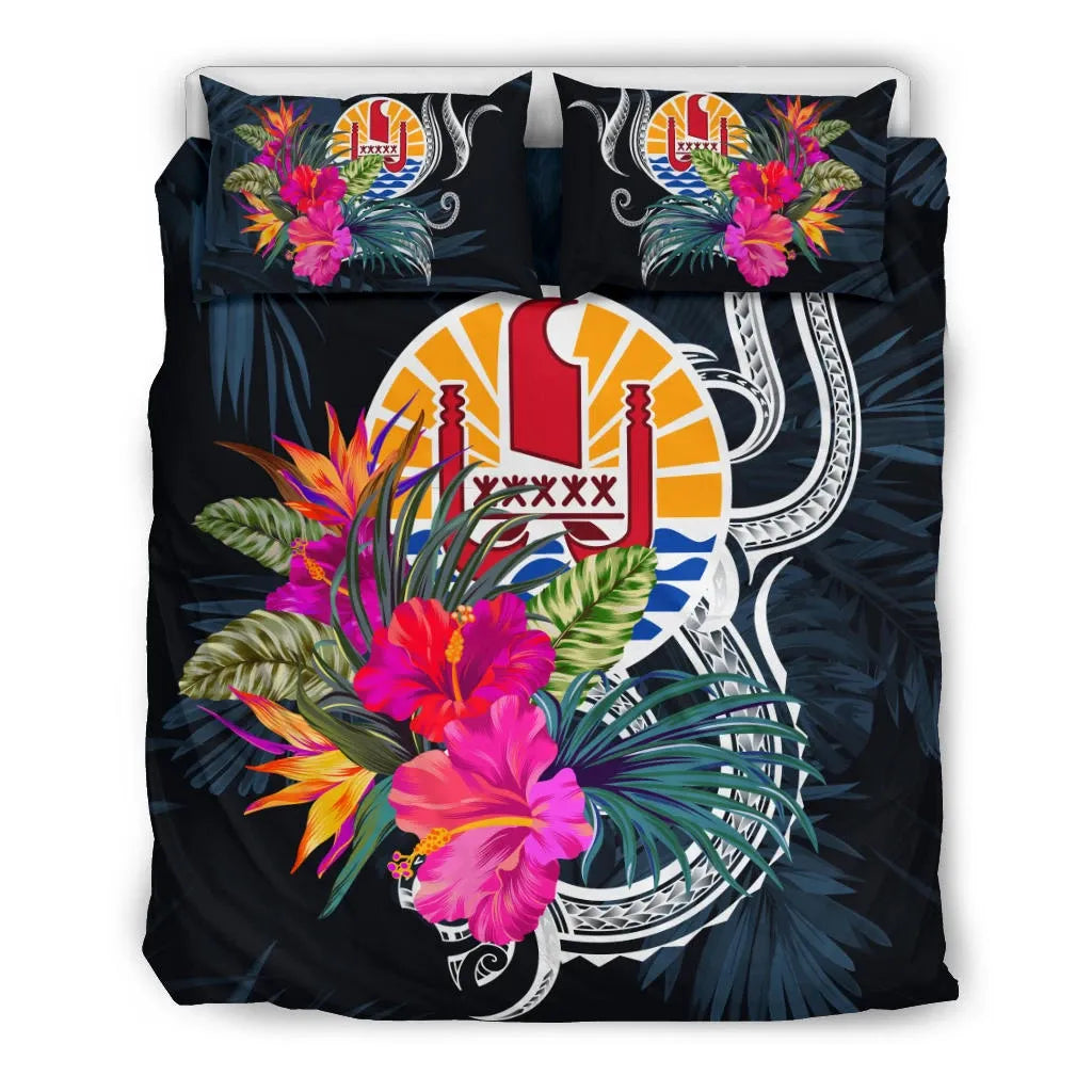 Polynesian Bedding Set - Tahiti Duvet Cover Set Tropical Flowers