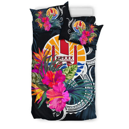 Polynesian Bedding Set - Tahiti Duvet Cover Set Tropical Flowers