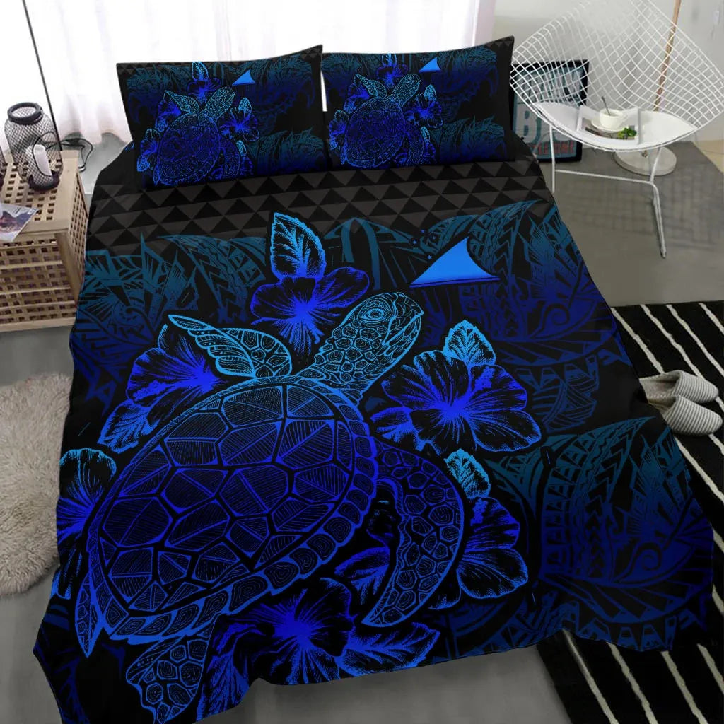 Polynesian Bedding Set - Tokelau Duvet Cover Set Blue Color