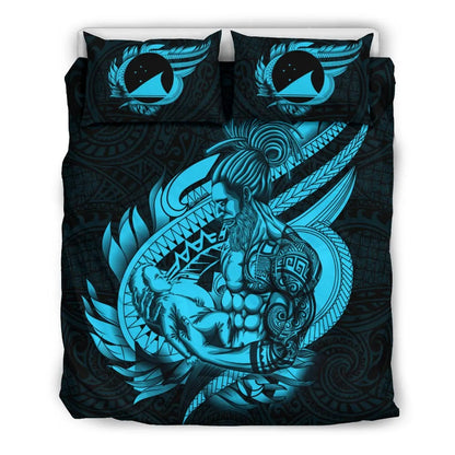 Polynesian Bedding Set - Tokelau Duvet Cover Set Father And Son Emerald