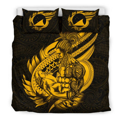 Polynesian Bedding Set - Tokelau Duvet Cover Set Father And Son Gold