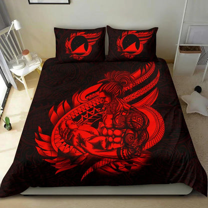 Polynesian Bedding Set - Tokelau Duvet Cover Set Father And Son Red