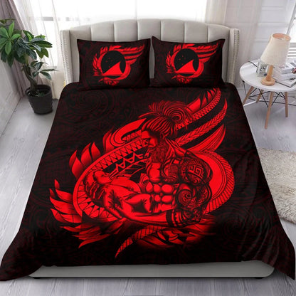 Polynesian Bedding Set - Tokelau Duvet Cover Set Father And Son Red