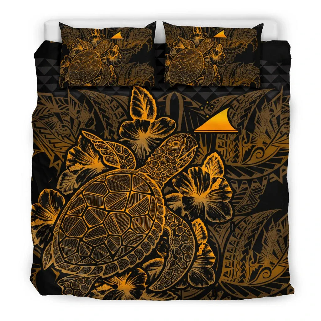 Polynesian Bedding Set - Tokelau Duvet Cover Set Gold Color