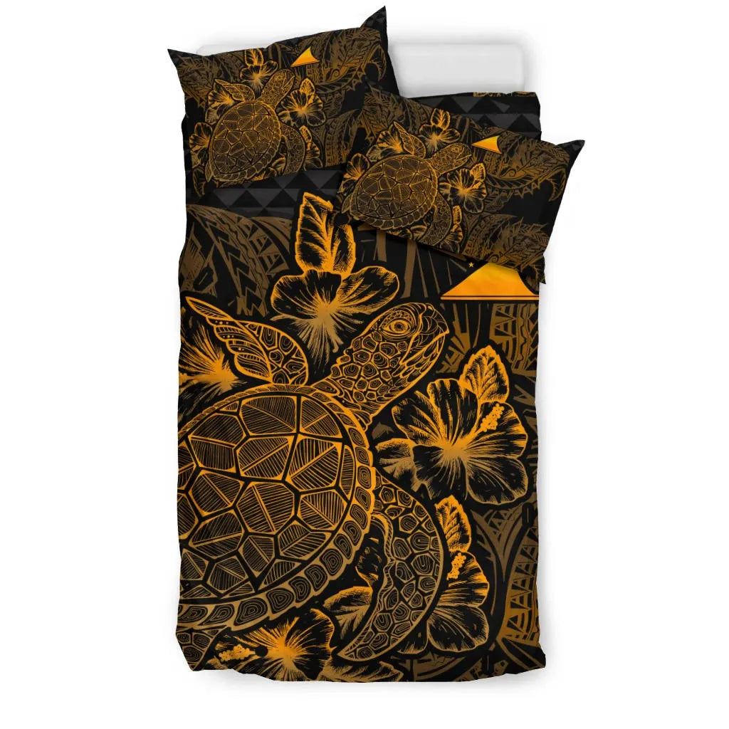 Polynesian Bedding Set - Tokelau Duvet Cover Set Gold Color