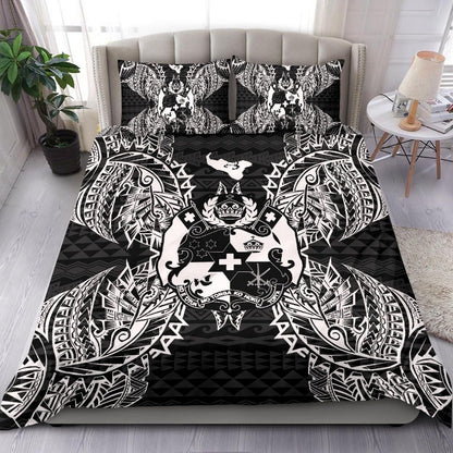 Polynesian Bedding Set - Tonga Duvet Cover Set Map Black