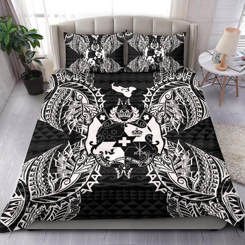 Polynesian Bedding Set - Tonga Duvet Cover Set Map Black