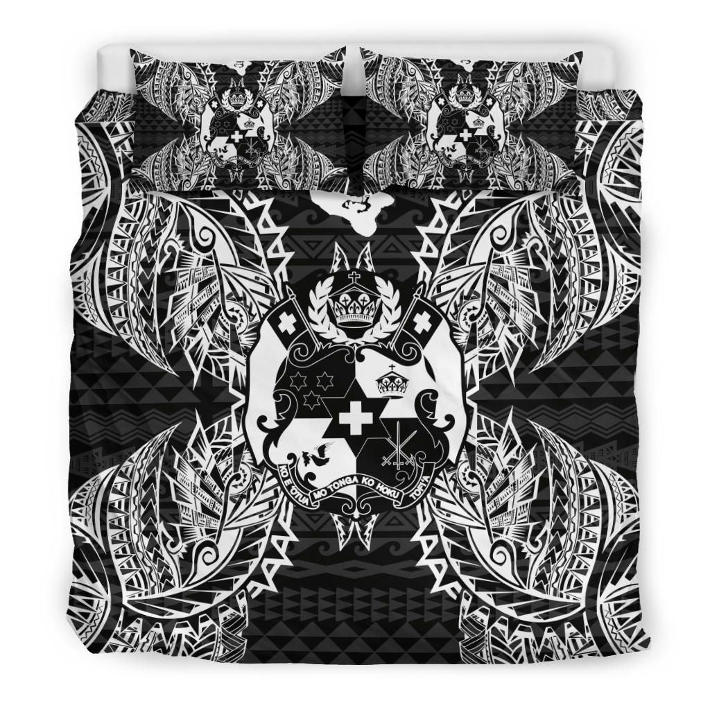 Polynesian Bedding Set - Tonga Duvet Cover Set Map Black
