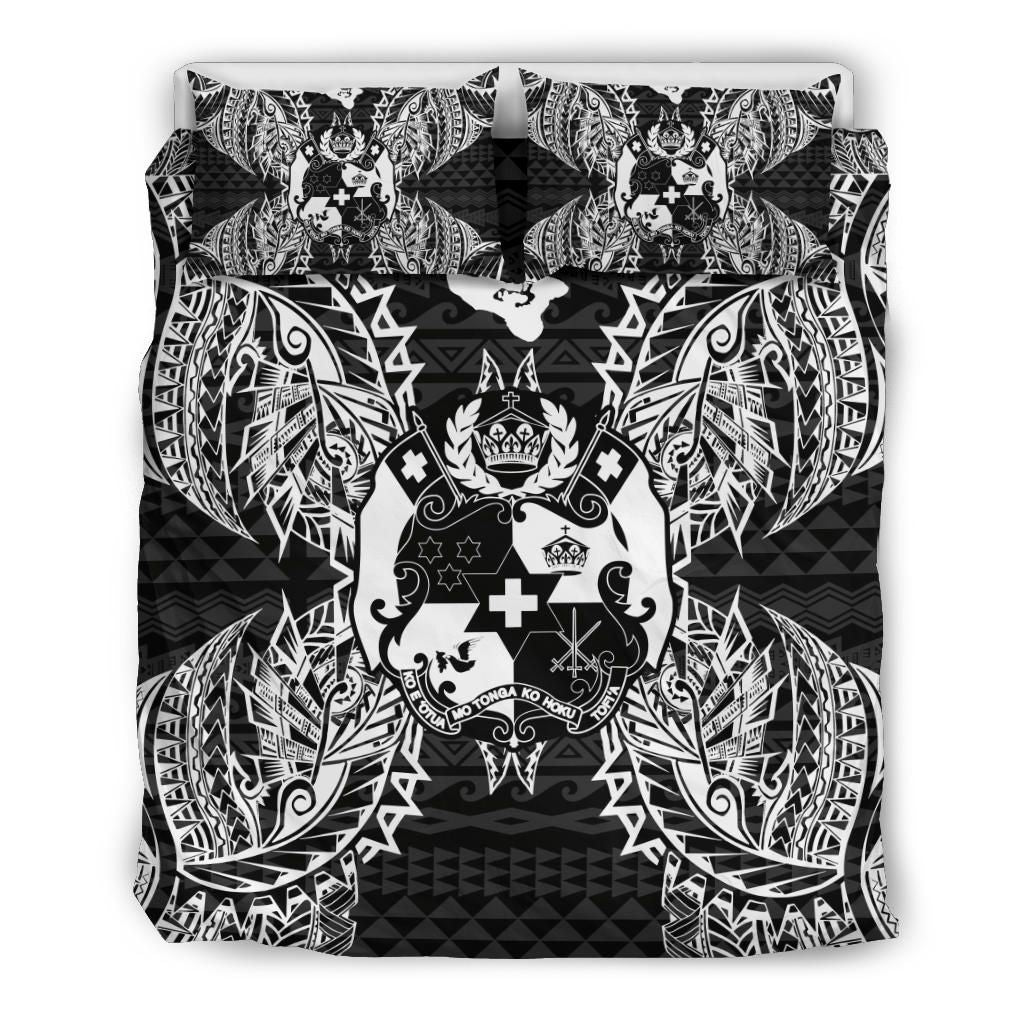 Polynesian Bedding Set - Tonga Duvet Cover Set Map Black