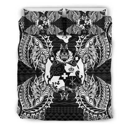 Polynesian Bedding Set - Tonga Duvet Cover Set Map Black