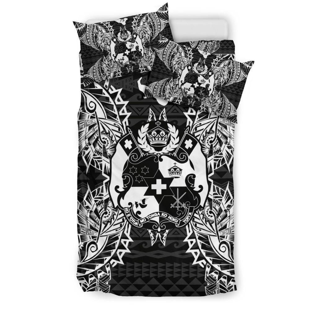 Polynesian Bedding Set - Tonga Duvet Cover Set Map Black