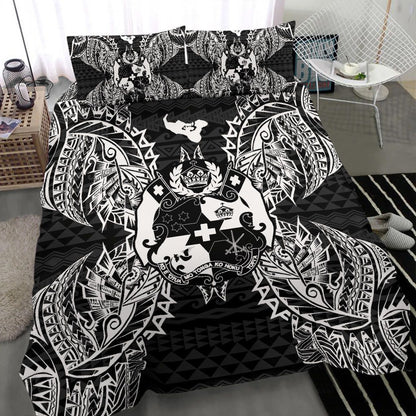 Polynesian Bedding Set - Tonga Duvet Cover Set Map Black