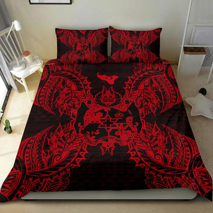 Polynesian Bedding Set - Tonga Duvet Cover Set Map Red