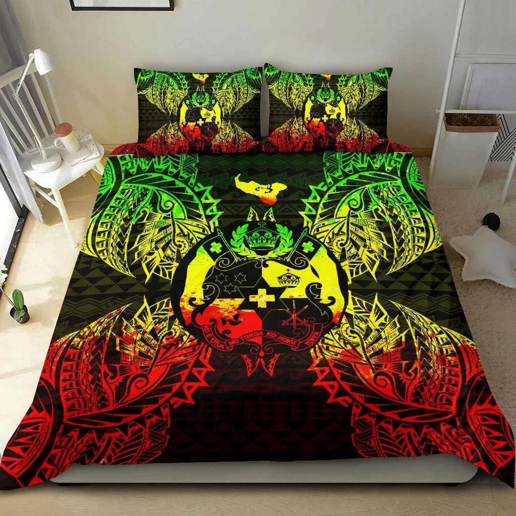 Polynesian Bedding Set - Tonga Duvet Cover Set Map Reggae