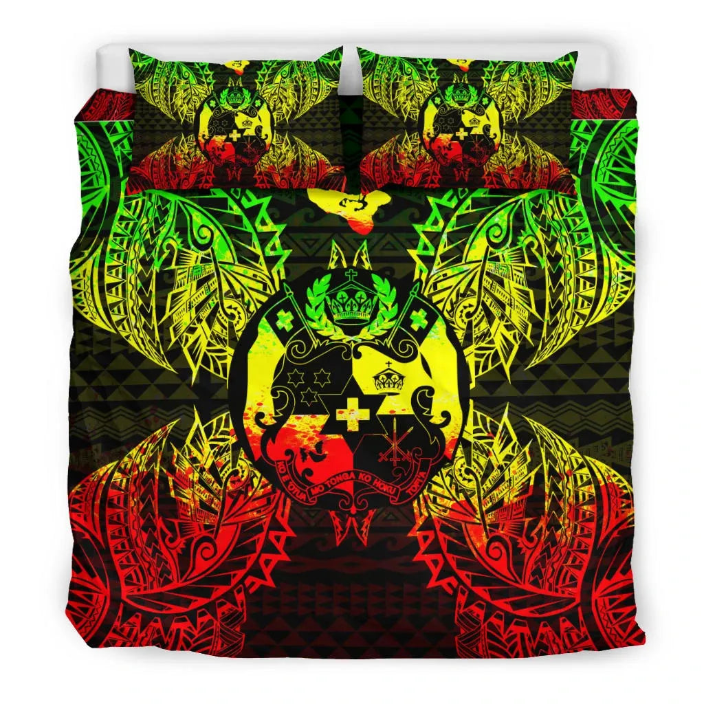 Polynesian Bedding Set - Tonga Duvet Cover Set Map Reggae
