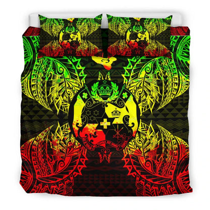 Polynesian Bedding Set - Tonga Duvet Cover Set Map Reggae
