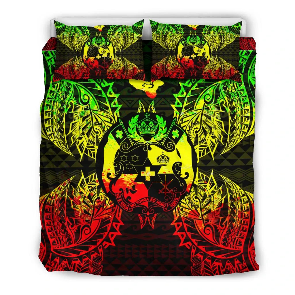 Polynesian Bedding Set - Tonga Duvet Cover Set Map Reggae