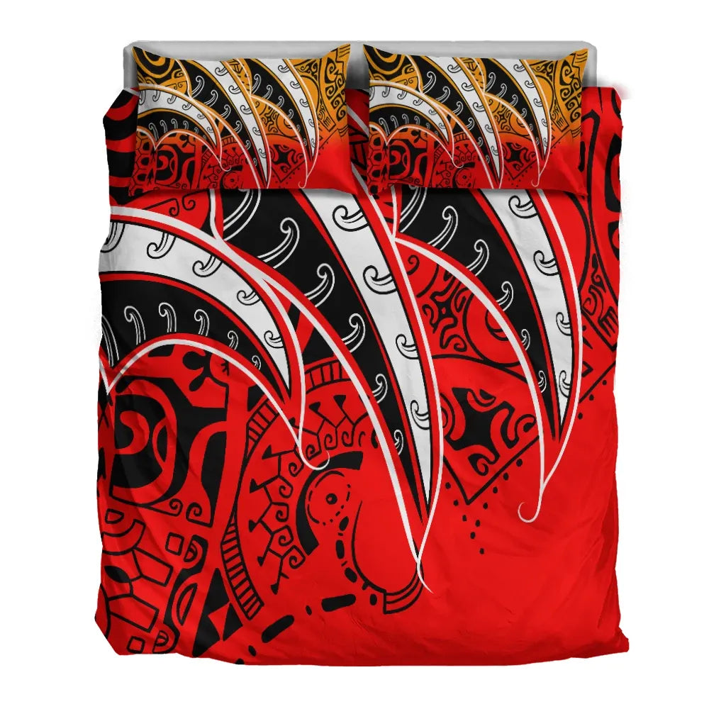 Polynesian Bedding Set - Tropical Leaf Red Style