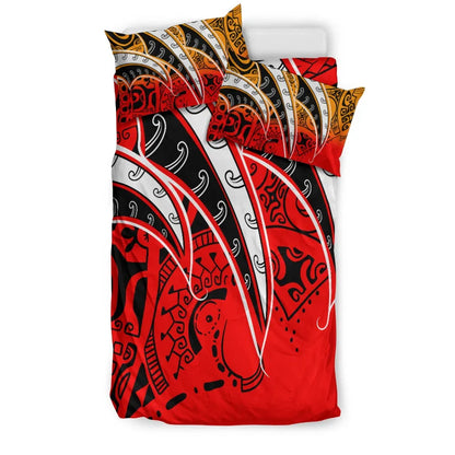 Polynesian Bedding Set - Tropical Leaf Red Style