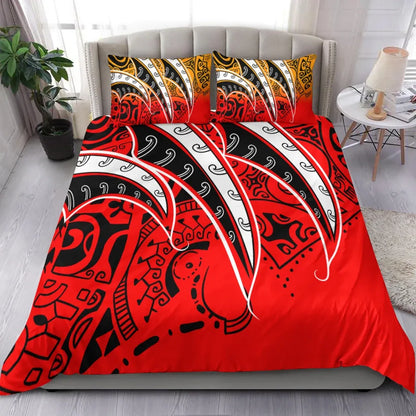 Polynesian Bedding Set - Tropical Leaf Red Style