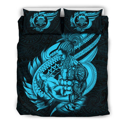 Polynesian Bedding Set - Tuvalu Duvet Cover Set Father And Son Emerald