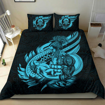 Polynesian Bedding Set - Tuvalu Duvet Cover Set Father And Son Emerald