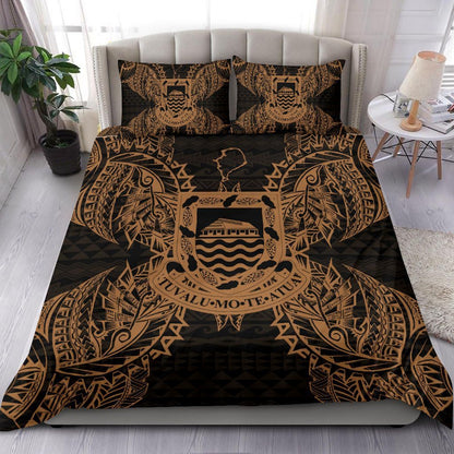 Polynesian Bedding Set - Tuvalu Duvet Cover Set Map Gold