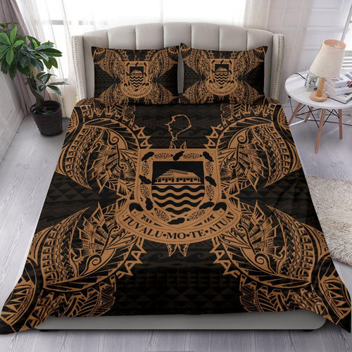 Polynesian Bedding Set - Tuvalu Duvet Cover Set Map Gold