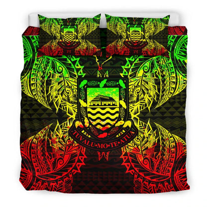Polynesian Bedding Set - Tuvalu Duvet Cover Set Map Reggae